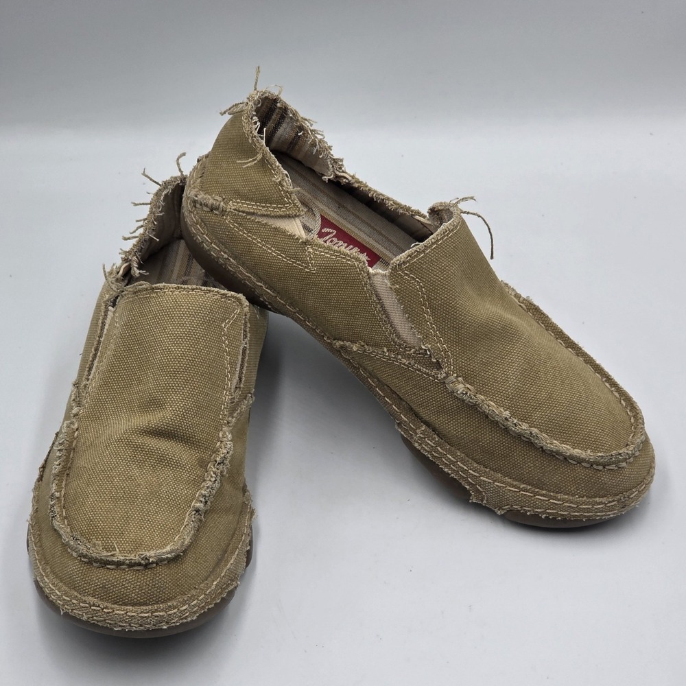 Tony Lama Lindale Slip On Shoes Mens 8 Canvas Brown Casual Loafer - Picture 7 of 11